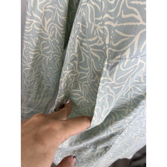 Natalie Martin Long Sleeve Printed Tunic Size XS Button Popover Green Pockets - Picture 5 of 11